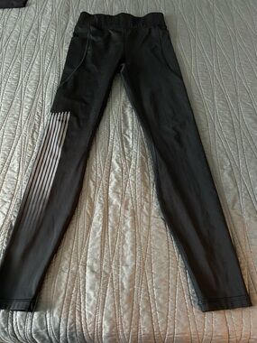 Savage X Fenty Black Jogger Pants with Vertical Metallic Stripe